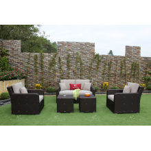 Conjunto de sofá de poliuretão resistente a UV para jardim ao ar livre ou sala de estar Mobília de vime